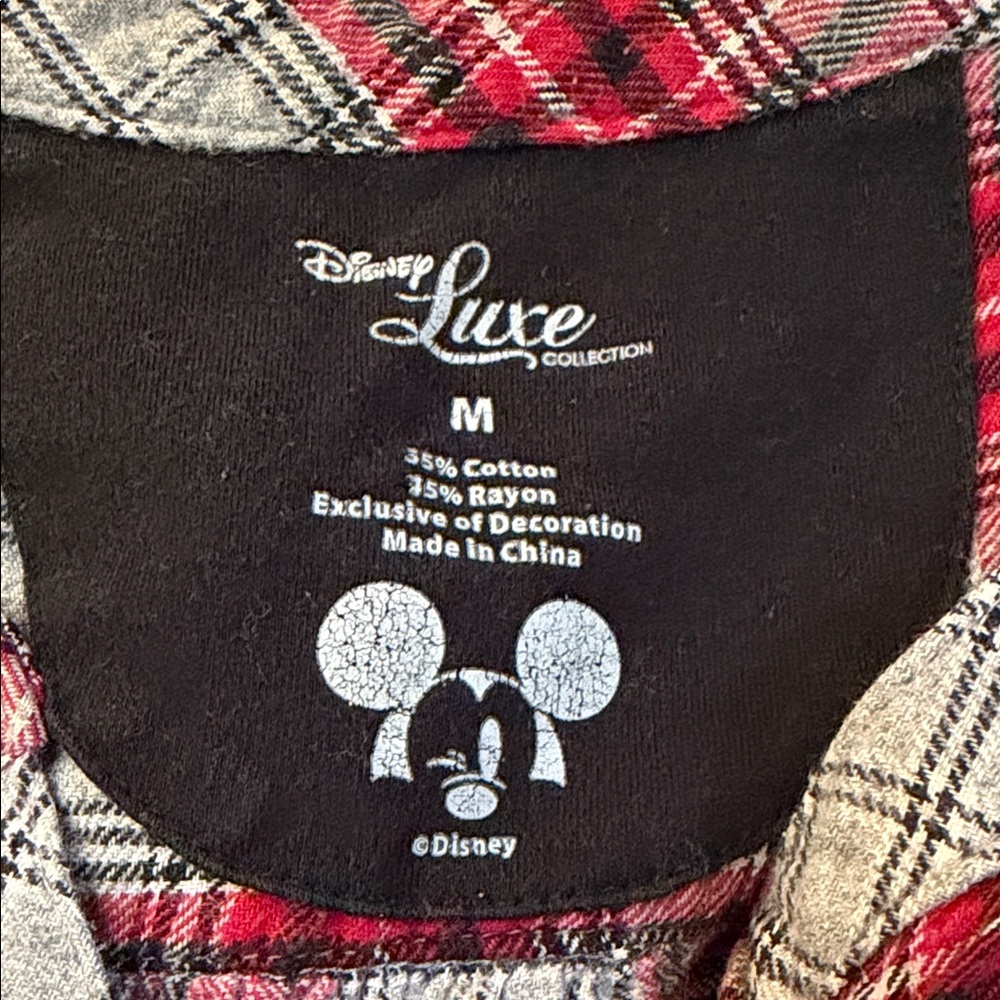 Disney Luxe Collection Plaid Flannel Pajama Nightgown Sleep Shirt Mickey Gown - Picture 6 of 9